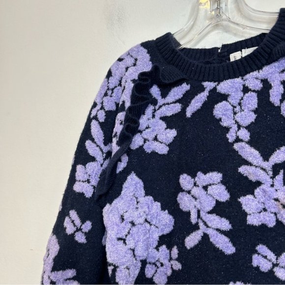 Janie and Jack FLORAL BOUCLE SWEATER Dark Marine Floral - Picture 8 of 9